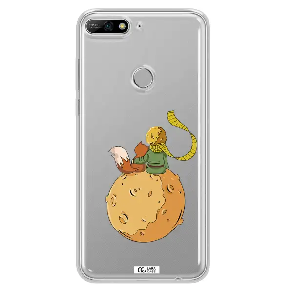 a cartoon of a fox and a fox sitting on a planet Huawei Y7 2018 Clear TPU Case
