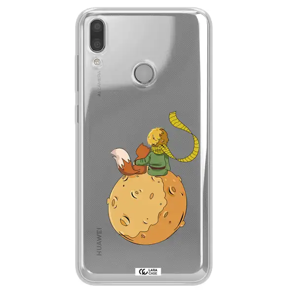 a cartoon of a fox and a fox sitting on a planet Huawei Y9 2019 Clear TPU Case