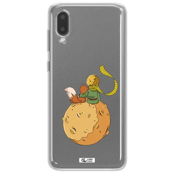 a cartoon of a fox and a fox sitting on a planet Samsung A02 Clear TPU Case
