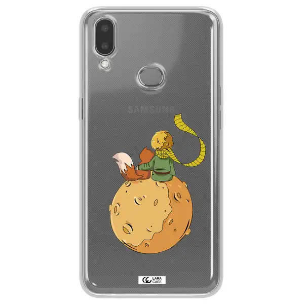 a cartoon of a fox and a fox sitting on a planet Samsung A10S Clear TPU Case