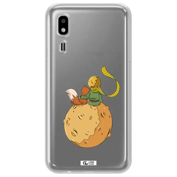 a cartoon of a fox and a fox sitting on a planet Samsung A2 Core Clear TPU Case
