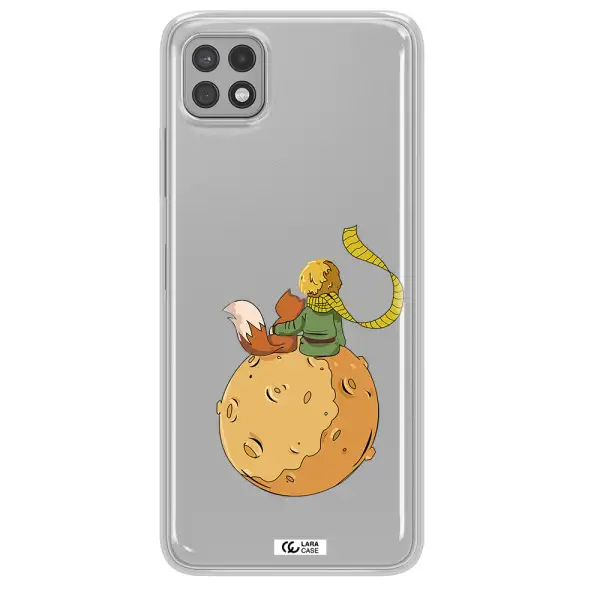 a cartoon of a fox and a fox sitting on a planet Samsung A22 5g Clear TPU Case