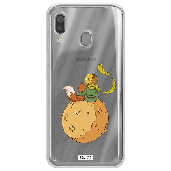 a cartoon of a fox and a fox sitting on a planet Samsung A30 Clear TPU Case
