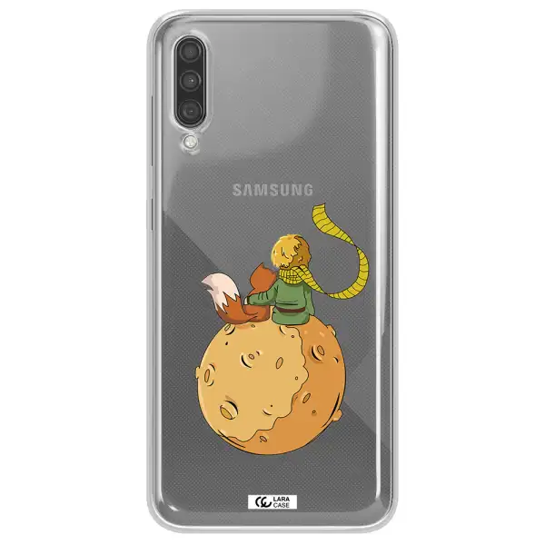 a cartoon of a fox and a fox sitting on a planet Samsung A30S Clear TPU Case