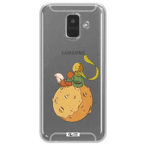 a cartoon of a fox and a fox sitting on a planet Samsung A6 Clear TPU Case