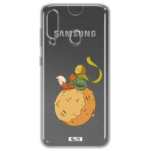 a cartoon of a fox and a fox sitting on a planet Samsung A60 Clear TPU Case