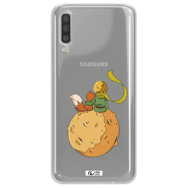 A Cartoon Of A Fox And A Fox Sitting On A Planet Samsung A70S Clear Tpu Case