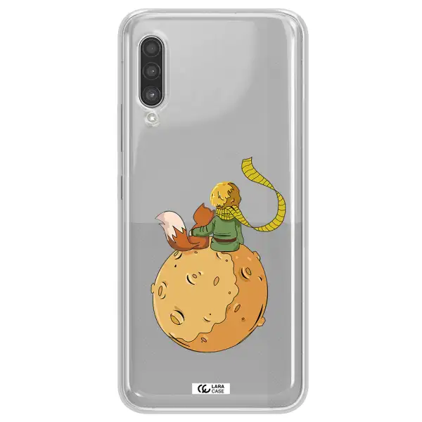 a cartoon of a fox and a fox sitting on a planet Samsung A90 Clear TPU Case