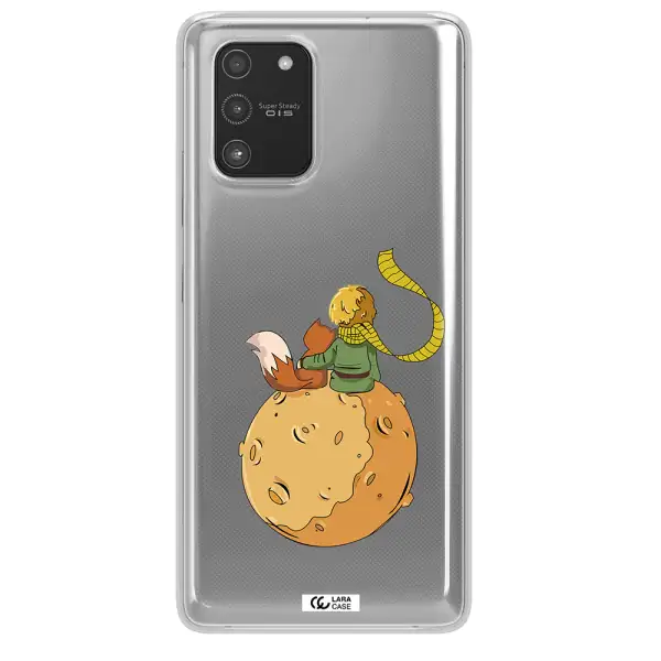 a cartoon of a fox and a fox sitting on a planet Samsung A91 Clear TPU Case