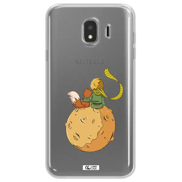 a cartoon of a fox and a fox sitting on a planet Samsung J4 Clear TPU Case