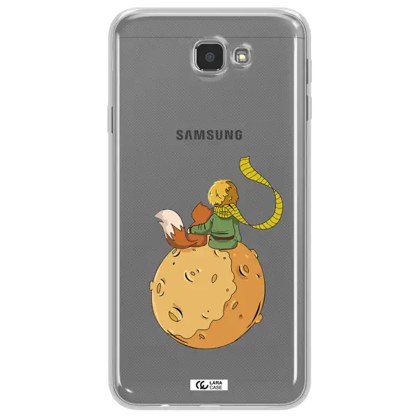 a cartoon of a fox and a fox sitting on a planet Samsung J7 Prim Clear TPU Case