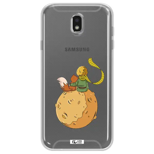 a cartoon of a fox and a fox sitting on a planet Samsung J7 Pro Clear TPU Case