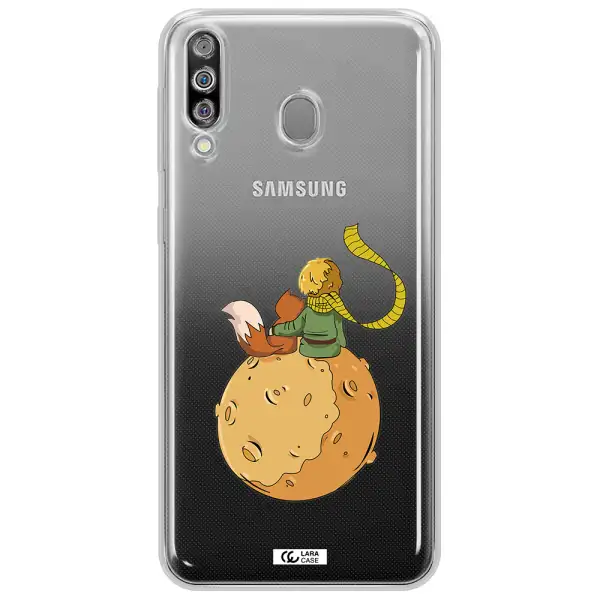 a cartoon of a fox and a fox sitting on a planet Samsung M30 Clear TPU Case