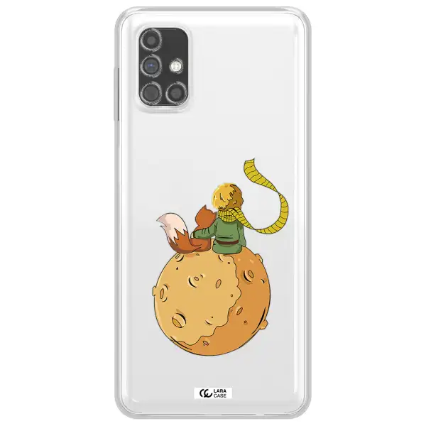 a cartoon of a fox and a fox sitting on a planet Samsung M31S Clear TPU Case