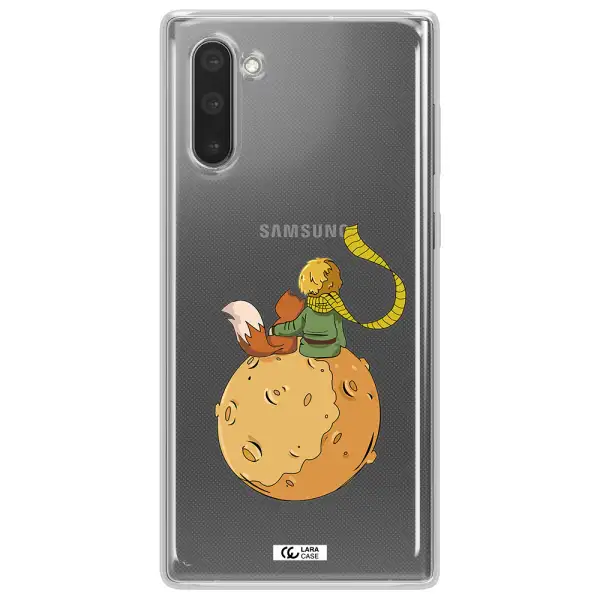 a cartoon of a fox and a fox sitting on a planet Samsung Note 10 Clear TPU Case