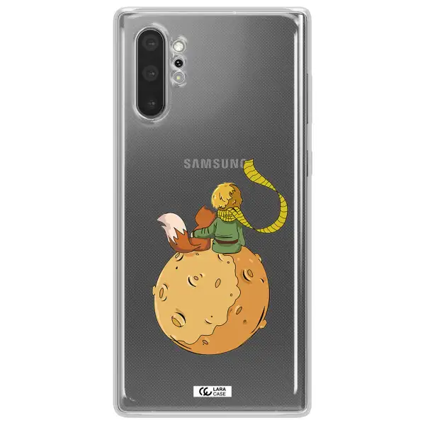 a cartoon of a fox and a fox sitting on a planet Samsung Note 10 Plus Clear TPU Case