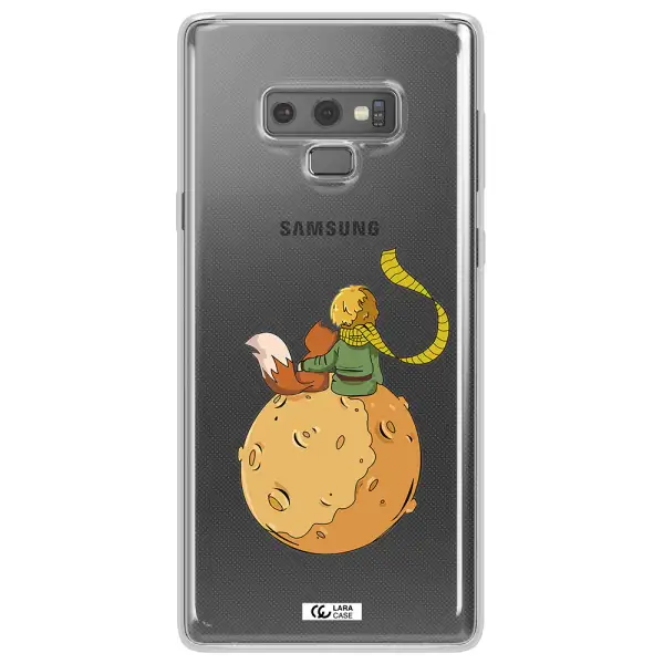 a cartoon of a fox and a fox sitting on a planet Samsung Note 9 Clear TPU Case