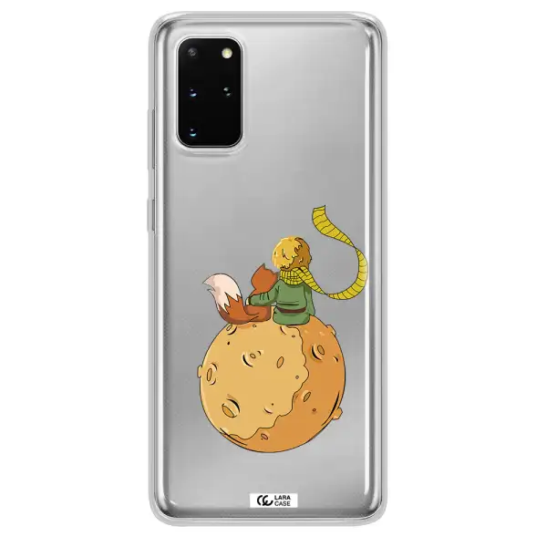 a cartoon of a fox and a fox sitting on a planet Samsung S 20 Plus Clear TPU Case