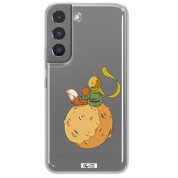 a cartoon of a fox and a fox sitting on a planet Samsung S 22 Plus Clear TPU Case