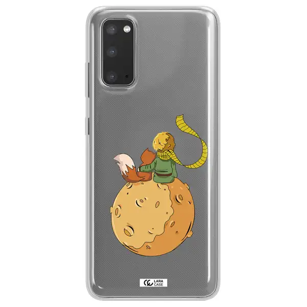 a cartoon of a fox and a fox sitting on a planet Samsung S20 Clear TPU Case