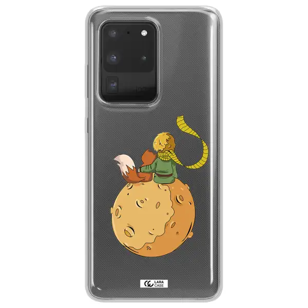 a cartoon of a fox and a fox sitting on a planet Samsung S20 Ultra Clear TPU Case