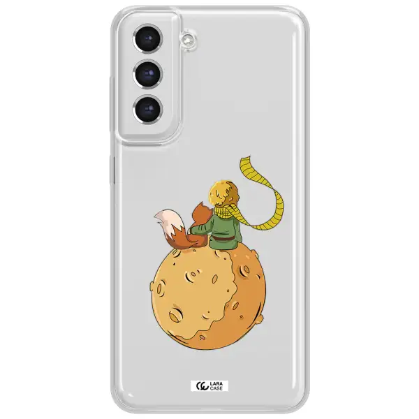 A Cartoon Of A Fox And A Fox Sitting On A Planet Samsung S21 Fe Clear Tpu Case