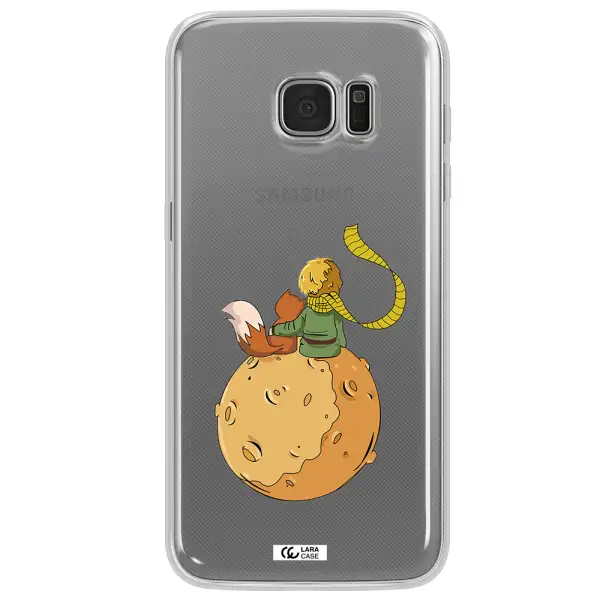 a cartoon of a fox and a fox sitting on a planet Samsung S7 Edge Clear TPU Case