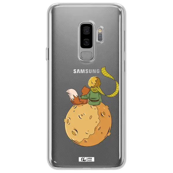 a cartoon of a fox and a fox sitting on a planet Samsung S9 Plus Clear TPU Case