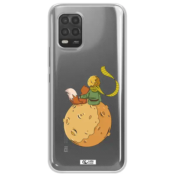 a cartoon of a fox and a fox sitting on a planet Xiaomi Mi 10 Lite Clear TPU Case