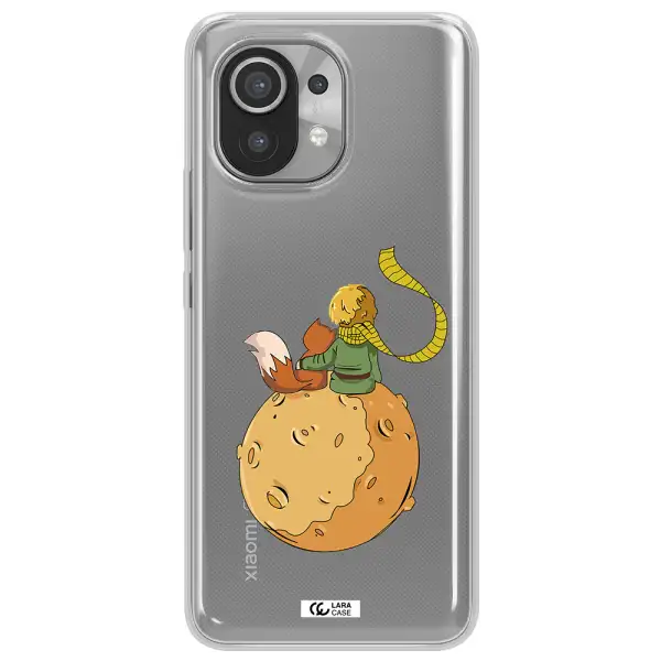 a cartoon of a fox and a fox sitting on a planet Xiaomi Mi 11 Clear TPU Case