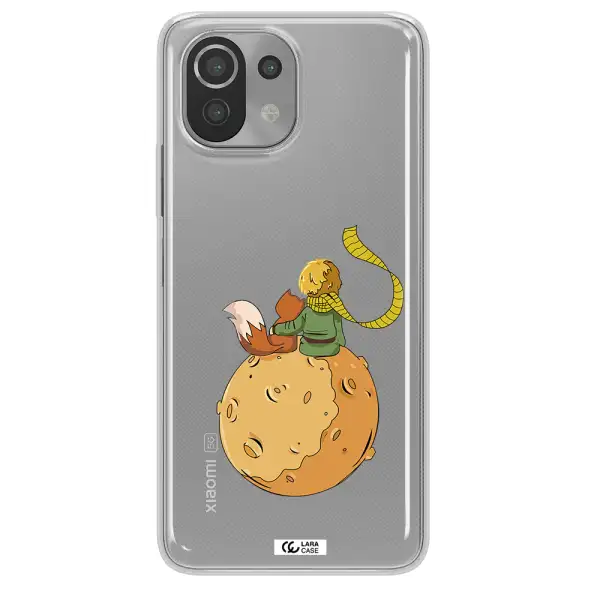 a cartoon of a fox and a fox sitting on a planet Xiaomi Mi 11 Lite Clear TPU Case