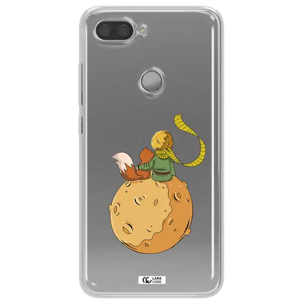 a cartoon of a fox and a fox sitting on a planet Xiaomi Mi 8 Lite Clear TPU Case