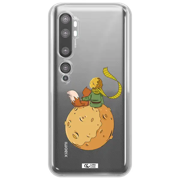 a cartoon of a fox and a fox sitting on a planet Xiaomi Mi Note 10 Clear TPU Case