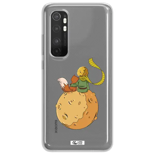 a cartoon of a fox and a fox sitting on a planet Xiaomi Mi Note 10 Lite Clear TPU Case
