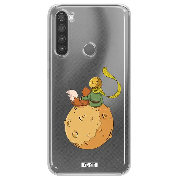 a cartoon of a fox and a fox sitting on a planet Xiaomi Note 8 Clear TPU Case