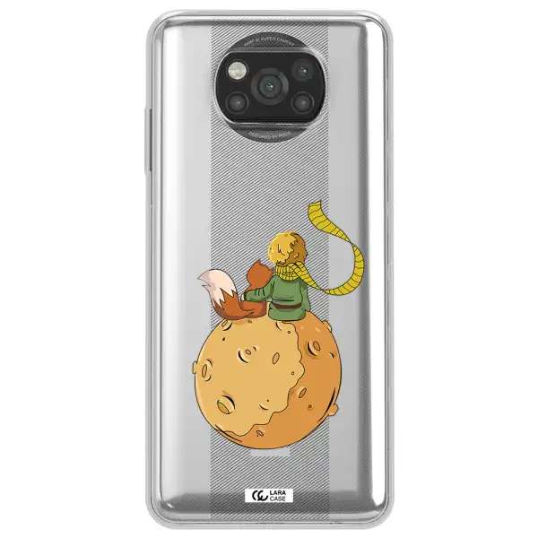 a cartoon of a fox and a fox sitting on a planet Xiaomi Poco X3 Clear TPU Case