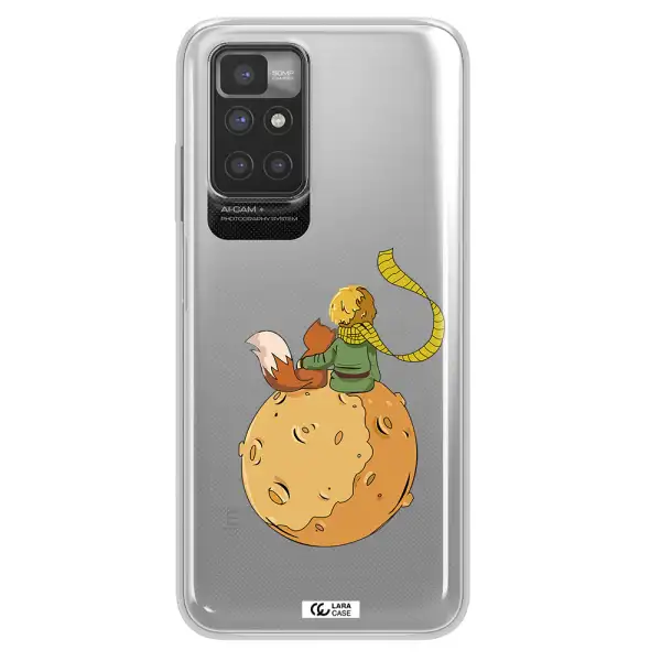 a cartoon of a fox and a fox sitting on a planet Xiaomi Redmi 10 Clear TPU Case