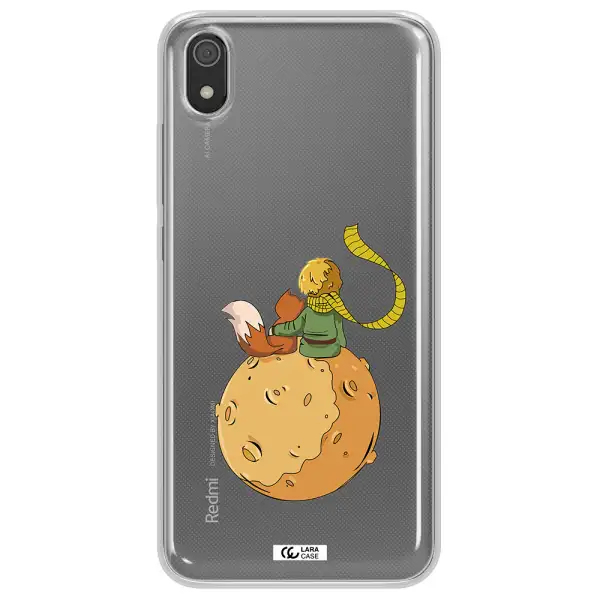 a cartoon of a fox and a fox sitting on a planet Xiaomi Redmi 7A Clear TPU Case