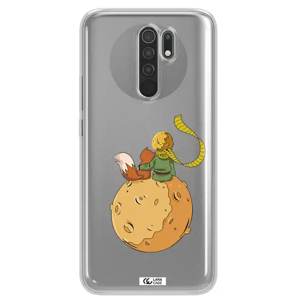 a cartoon of a fox and a fox sitting on a planet Xiaomi Redmi 9 Clear TPU Case