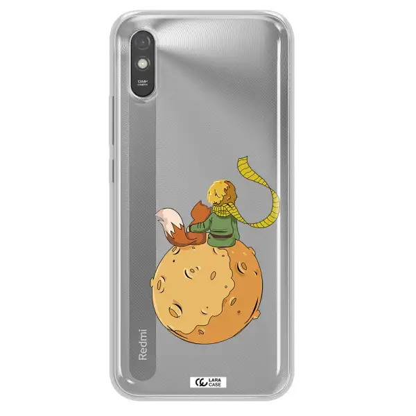 a cartoon of a fox and a fox sitting on a planet Xiaomi Redmi 9A Clear TPU Case