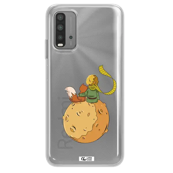 a cartoon of a fox and a fox sitting on a planet Xiaomi Redmi 9T Clear TPU Case