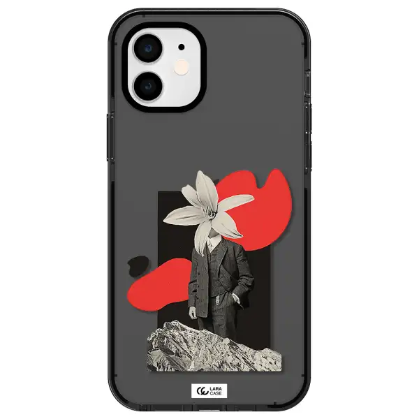a man in a suit with a flower head Apple iPhone 11 impact Smoke Black Case
