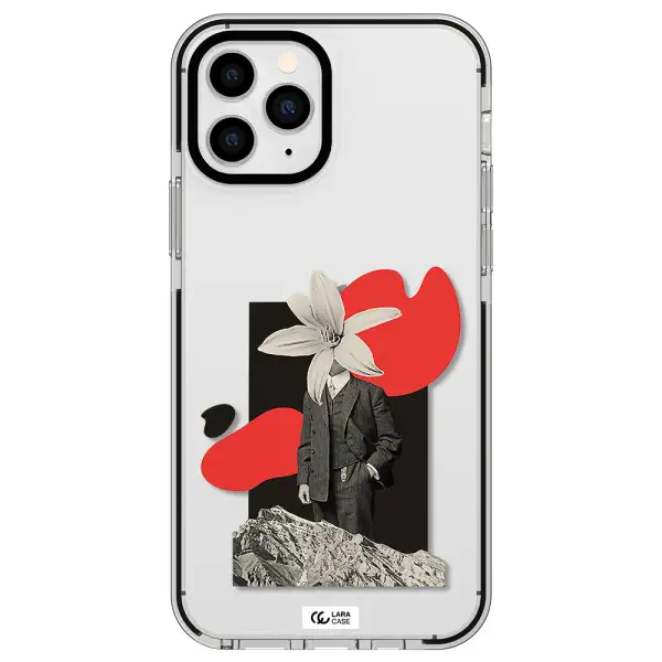 a man in a suit with a flower head Apple iPhone 11 pro impact black border Case