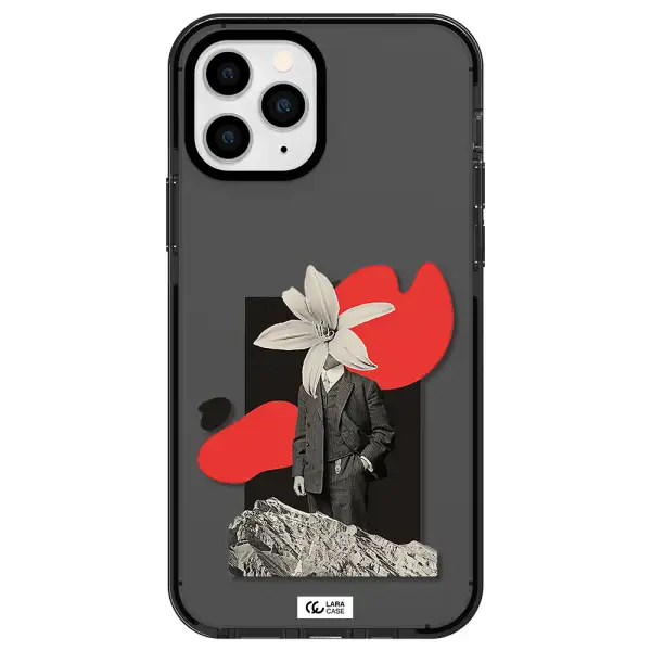 a man in a suit with a flower head Apple iPhone 11 pro impact Smoke Black Case