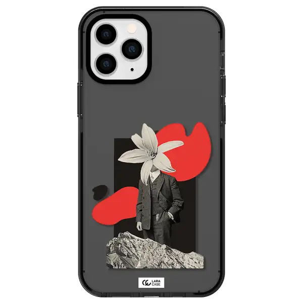 a man in a suit with a flower head Apple iPhone 11 pro max impact Smoke Black Case