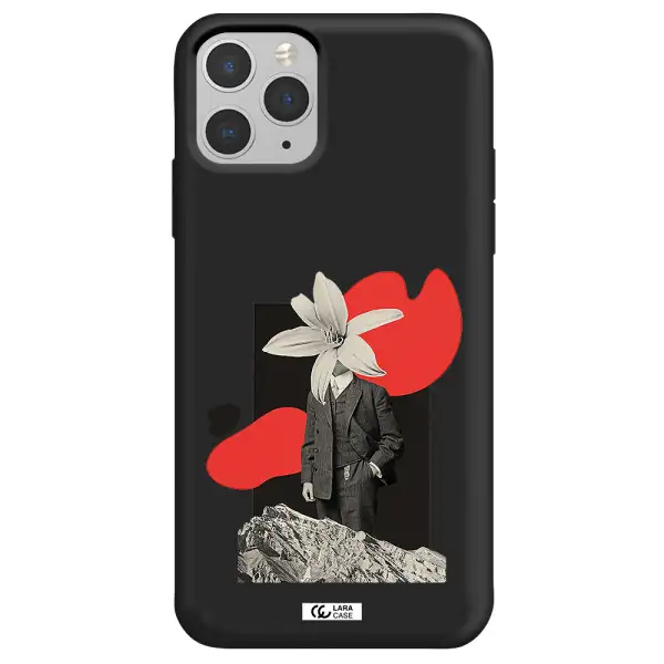 a man in a suit with a flower head Apple iPhone 11 pro Silicone black Case