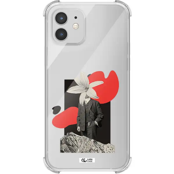 a man in a suit with a flower head Apple iPhone 12 Clear PC Case