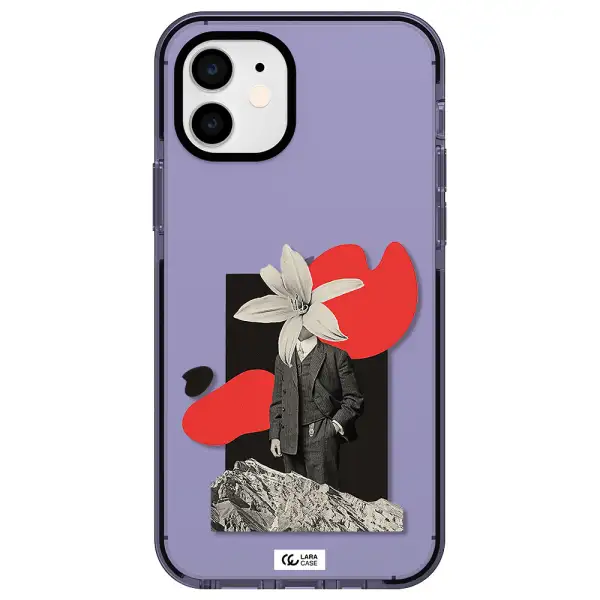 a man in a suit with a flower head Apple iPhone 12 impact Lilac Case