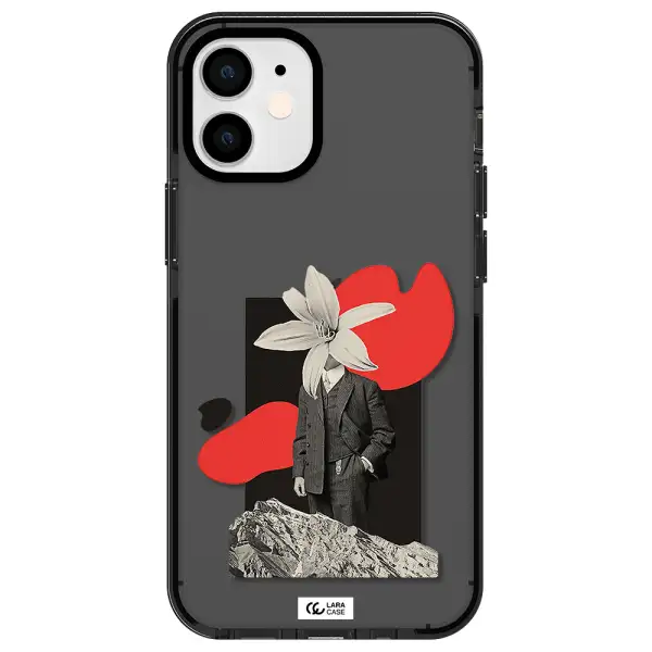 a man in a suit with a flower head Apple iPhone 12 mini impact Smoke Black Case