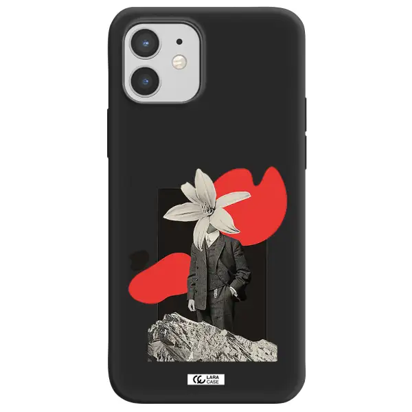 a man in a suit with a flower head Apple iPhone 12 mini Silicone black Case